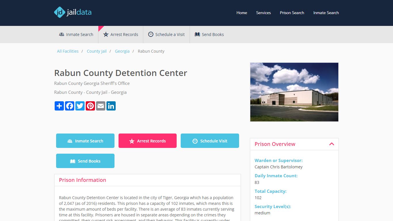 Rabun County Detention Center Inmate Search and Prisoner Info - Tiger, GA